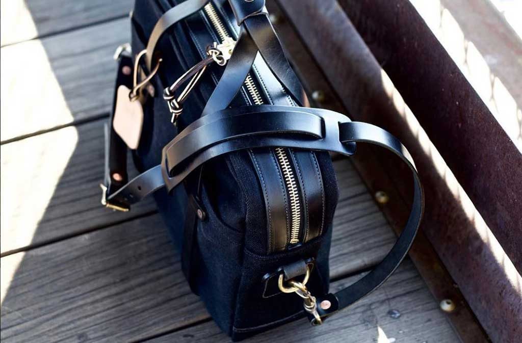 Vermilyea Pelle briefcase - black Japanse selvedge and horsehide leather